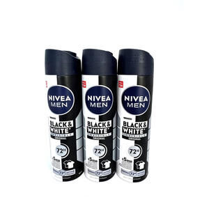 Nivea Men Black & White INVISIBLE antiperspirant spray 3 x 150ml - FREE SHIP